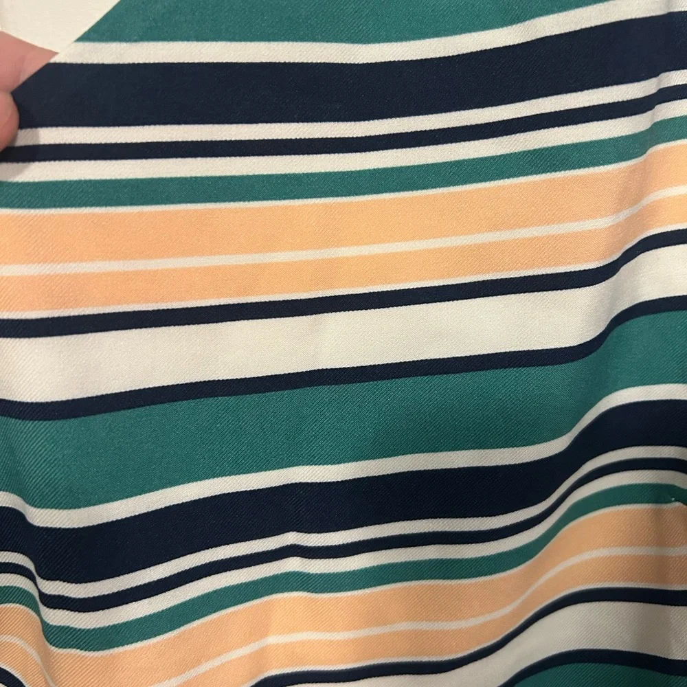 NWT J.O.A. One-Shoulder Dress with Green and Cream Stripes - Picture 6 of 7
